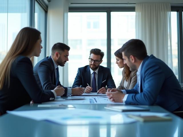 Business professionals discussing management consulting
